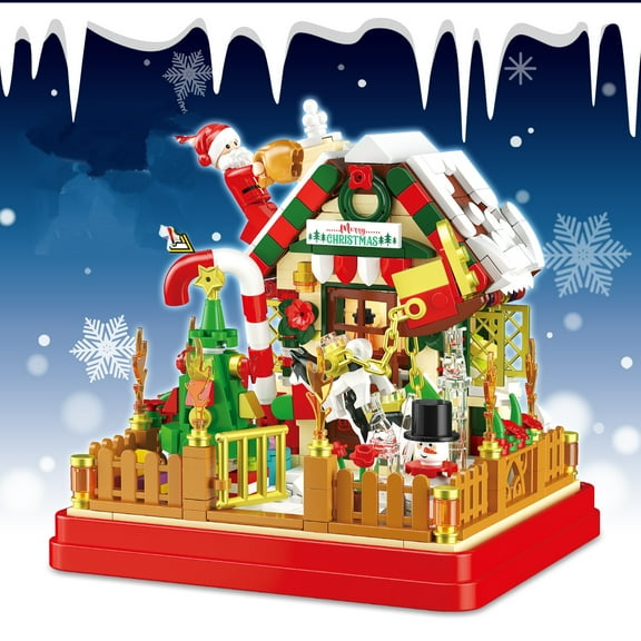 Top-kevin Christmas House 654 Piece Modular Building Blocks Brick Playset or Model or Decoration Comes with Light Kit Fun for Teens and Adults