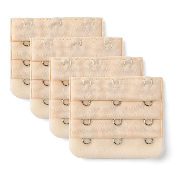 INSPIRE CHIC Women's 3 Hook 3 Row Bra Extenders Stretchy Bra Strap Buckle Hooks Bra Band Skin color 4