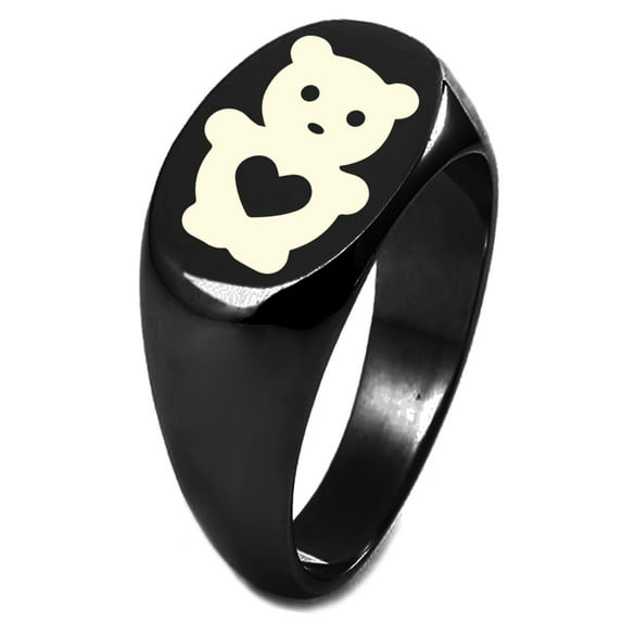 Sterling Silver Teddy Bear Love Engraved Oval Flat Top Polished Ring