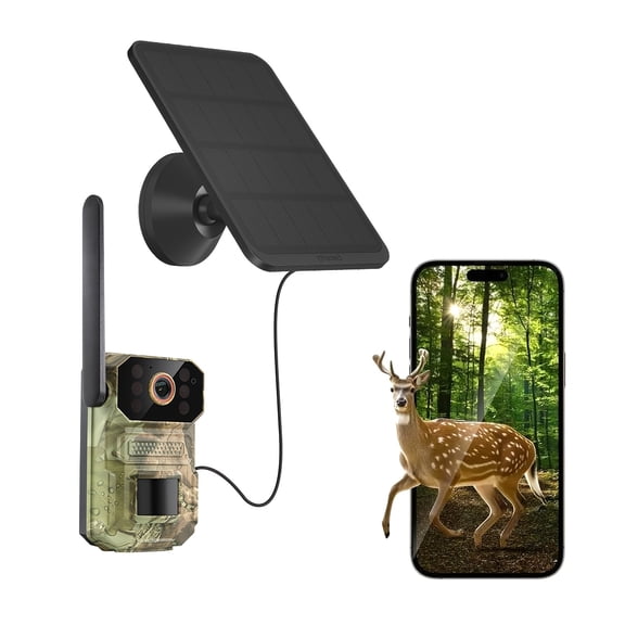 Farm & Orchard Livestock Monitoring 4G/5G LTE Solar Trail Camera, Wildlife Security Wireless Deer Hunting Game Cam Clearance 125° Wide Angle, 20W Fast Charge Solar Panel & 6000mAh Battery