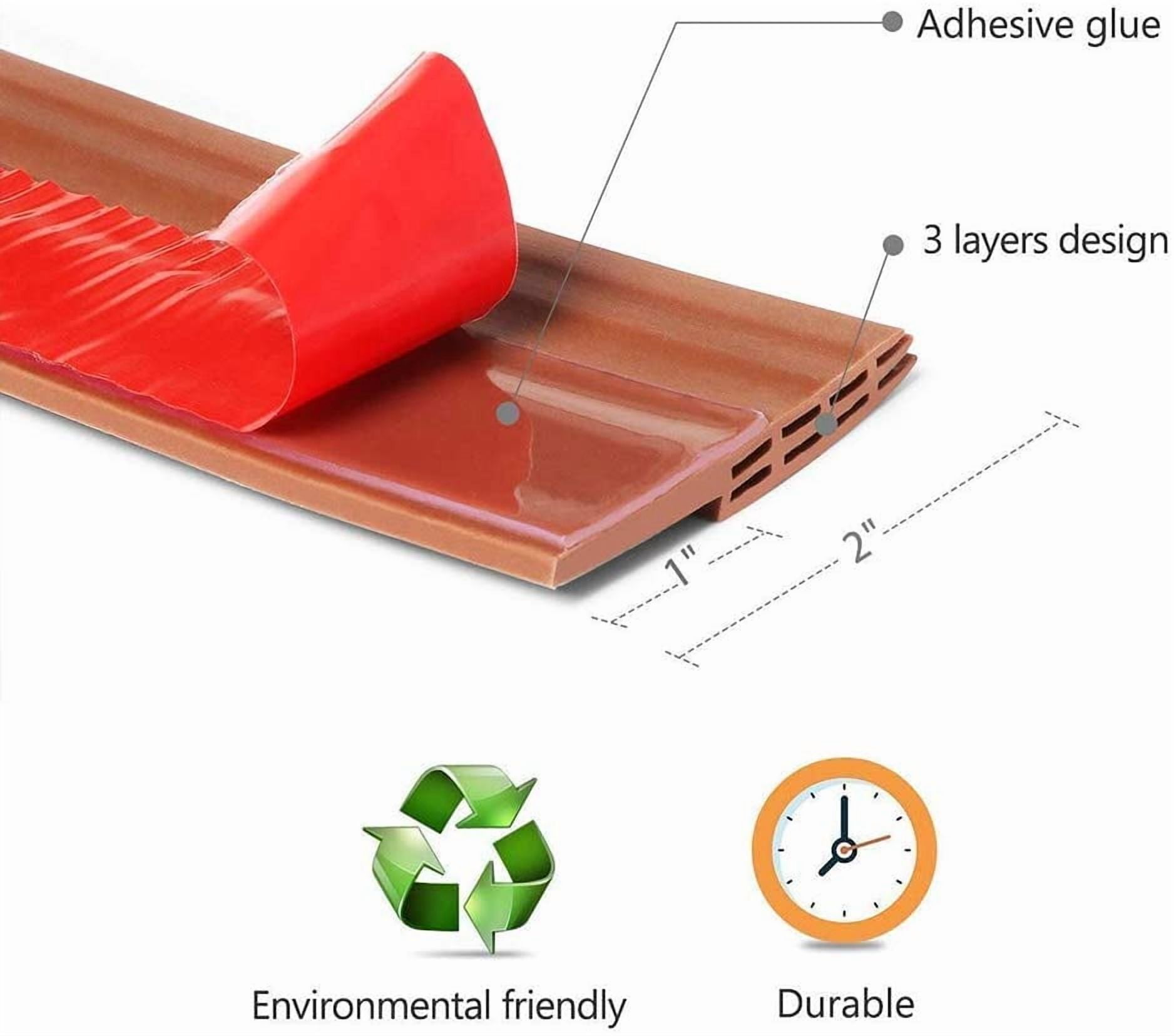 2 Pack Door Draft Stopper Under Door Seal for Exterior/Interior Doors, Door Sweep Strip Under Door Draft Blocker, Soundproof Door Bottom Weather Stripping, 2" W x 39" L, Brown