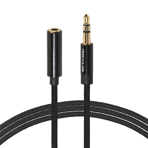 OUNONA 3.5mm Stereo Male to Female Headphone Extension Cable with Aluminum Alloy Shell Black 0.5 Meter