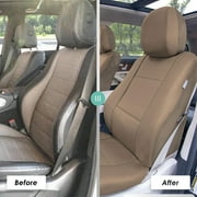 FH Group Universal Fit Faux Leather Car Seat Covers, Waterproof Front Set - Tan PU002102TAN
