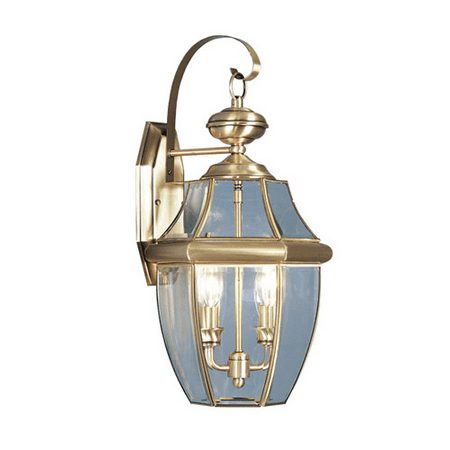 

Wall Sconces 2 Light With Clear Beveled Solid Antique Brass size 10.5 in 120 Watts - World of Crystal