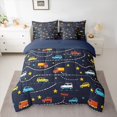 thumbnail image 2 of Feelyou Cartoon Car Bus Twin Bedding Sets 7pcs, Star Lines Stripes Bedding Comforter Set, 2 of 8