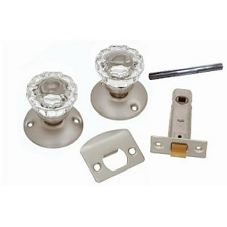 Satin Nickel Latch - Passage Door Latch Set, Glass Knobs - Satin Nickel