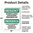thumbnail image 2 of (2 Pack) Hydrofluoric Acid Burns Kit Bilingual OSHA Emergency Sign 18 Inch X 24 Inch Plastic Sign, Weather Resistant, UV Protected for Workplace, Business, and Construction Site, Made, 2 of 8