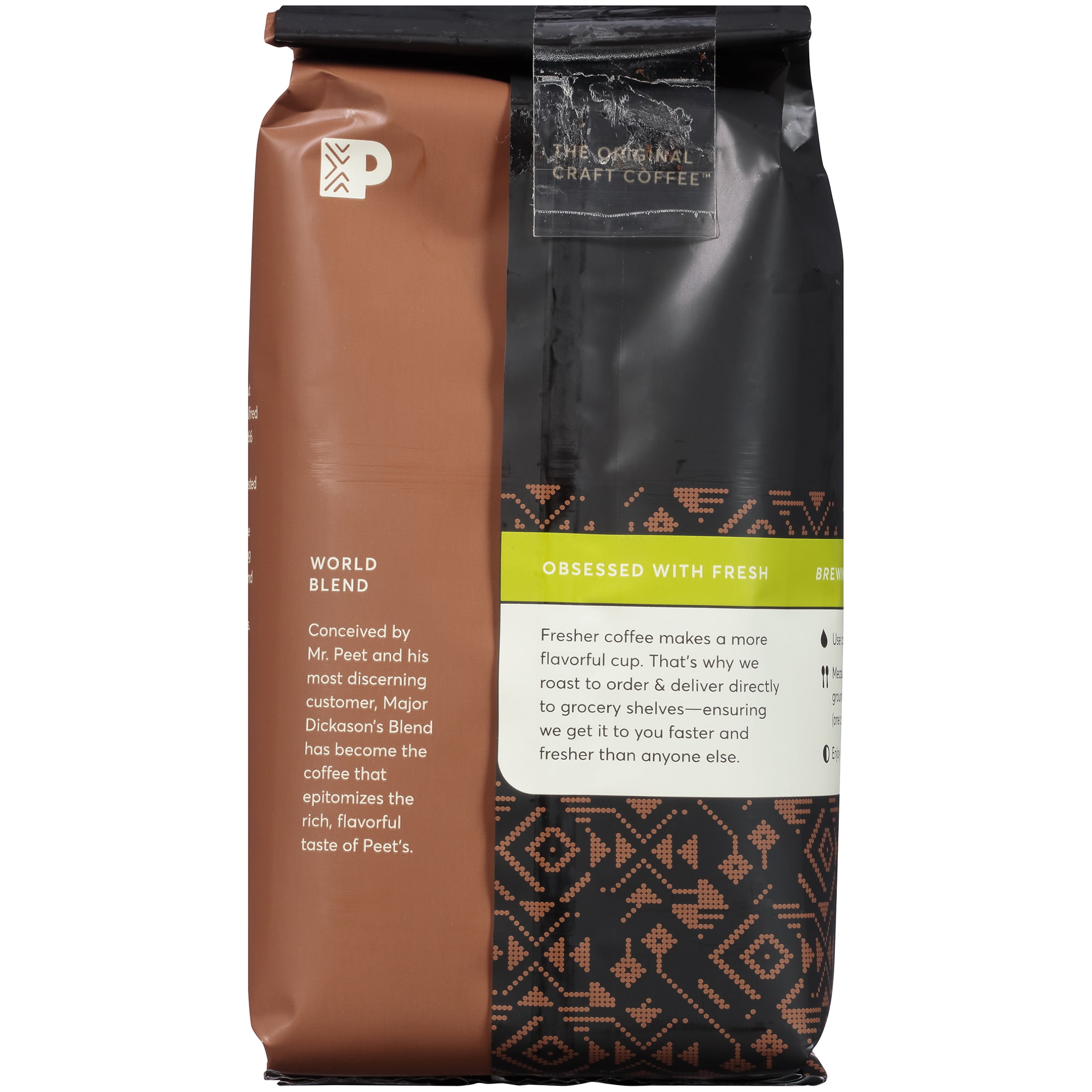 Peet's Coffee Major Dickason's Dark Roast Ground Coffee Decaf, 12 oz.