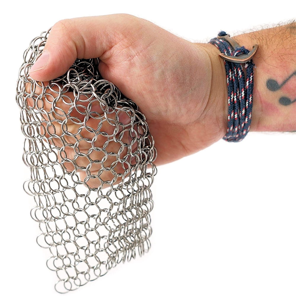 Hulless Chainmail Scrubber Grattoir Acier Inoxydable Anti-Rouille - Pour Poêles Fonte, Barbecue Et Ustensiles