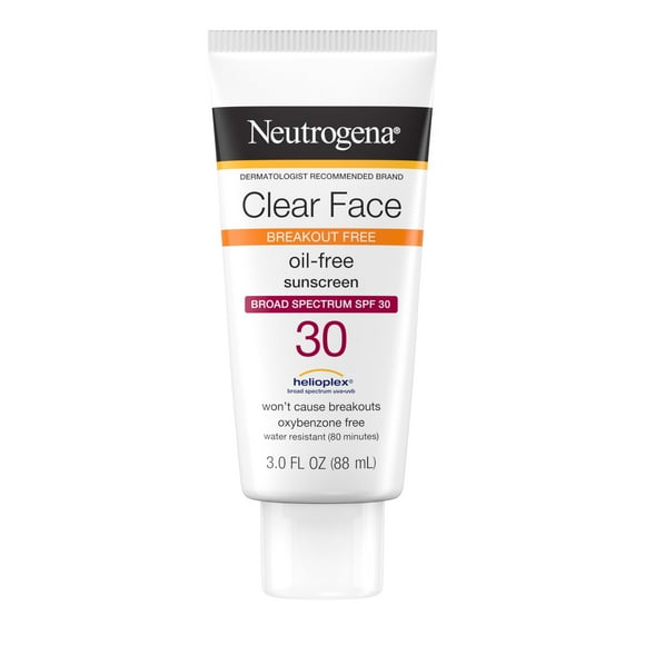 Loción de protección solar Neutrogena Clear Face SPF 30, 90 ml, piel con acné