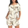 thumbnail image 4 of joogoo Women's Pajama Set Cartoon Owls Short Sleepwear Loungewear with Pockets XL, 4 of 7