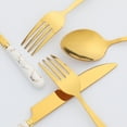 thumbnail image 3 of REGALWOVEN 24 Piece Silverware Set, Stainless Steel Floral Flatware Set for 6, Modern Cutlery Set for Kitchen Dining White 24, 3 of 6