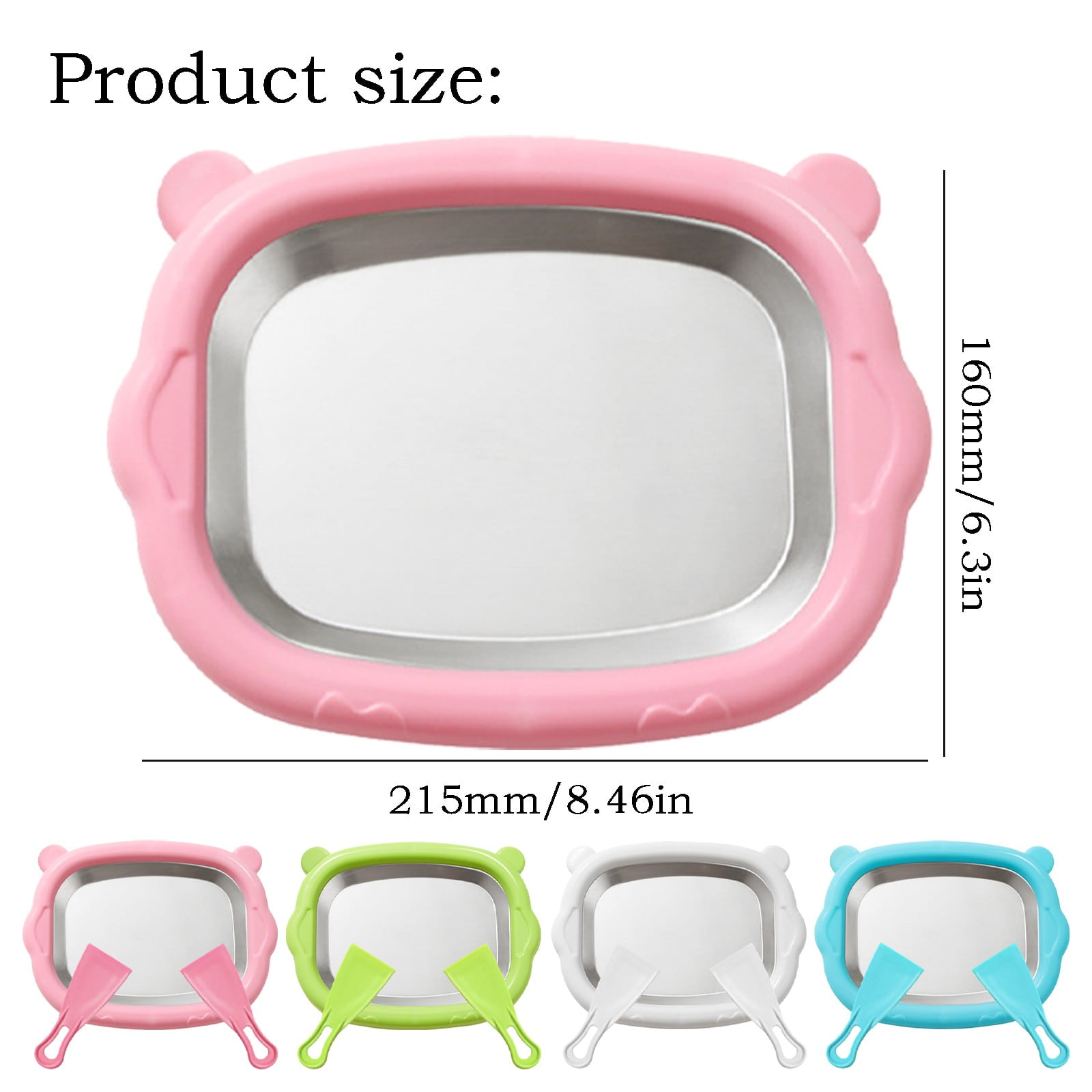 Xmealix Ice Cream Roller Maker Kit, 8.5"x 6.3" Freeze Plate + 2 Food Grade Scrapers Create, No Electric Stainless Tray Fits Any Freezer, DIY Safe White