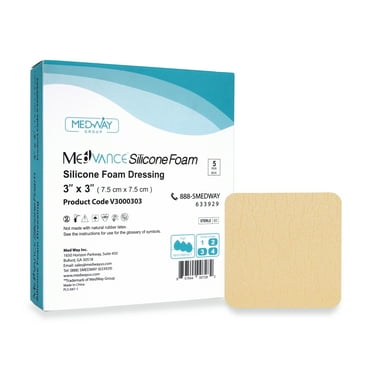 MedVance TM Silicone - Silicone Adhesive Foam Absorbent Dressing, 3"x3", Box of 5 dressings