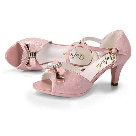 

Wozhidaose Womens Sandals Heels for Women Summer Peep Toe Butterfly Knot Cal Single Shoes Sandals Pink Heels