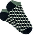 thumbnail image 3 of Olive Green, Black and White 3D Cubed Patterned Ankle Socks, 3 of 3