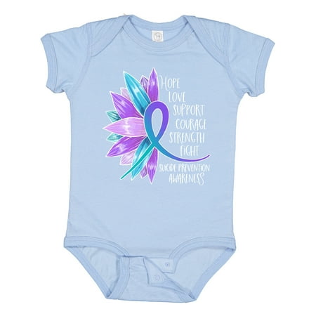 

Inktastic Suicide Prevention Awareness Purple Teal Sunflower Ribbon Gift Baby Boy or Baby Girl Bodysuit