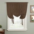 thumbnail image 2 of Dark Brown Rattan Balloon Curtains for Bedroom/Front Door/Bathroom, Vintage Abstract Wicker Texture Tie Up Curtains 63 Inch Length Light Filtering Kitchen Curtains Shades for Windows 46"x63", 2 of 8