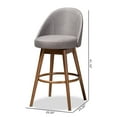 thumbnail image 3 of Set of 2 Baxton Studio Carra Mid-Century Modern Grey Fabric Upholstered Walnut-Finished Wood Swivel Bar Stool Set, 3 of 8