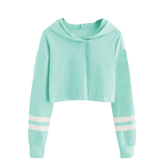 Sherrylily Kids Crop Tops Girls Striped Long Sleeve Hoodies Pullover Sweatshirts