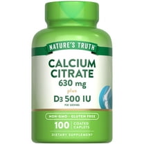 Calcium Citrate 630mg with Vitamin D3 (500 IU) | 100 Caplets | For Men and Women | by Nature's Truth