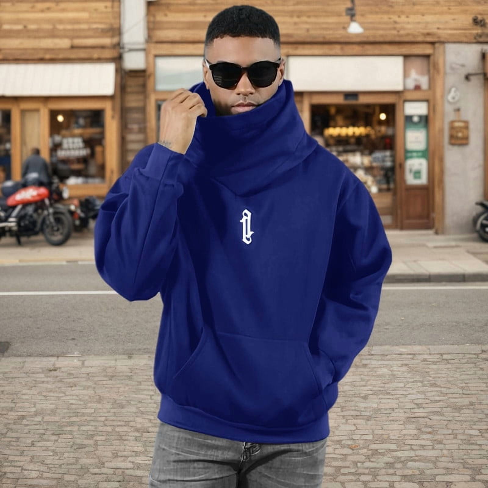 HISITOSA Men's Long Sleeve Fleece Hoodie Lightweight Tech Wear Soft Cotton Pullover Unisex Casual Hooded Sweatshirts