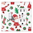 thumbnail image 1 of WIRESTER Double 1-Gang Toggle Light and 1-Gang Duplex Outlet Switch Plate/Wall Plate Cover, Happy Santa Christmas Pattern, 1 of 6