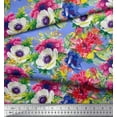thumbnail image 3 of Soimoi polyester Crepe Fabric Leaves,Lotus & Anemone Floral Decor Fabric Printed Yard 42 Inch Wide, 3 of 3