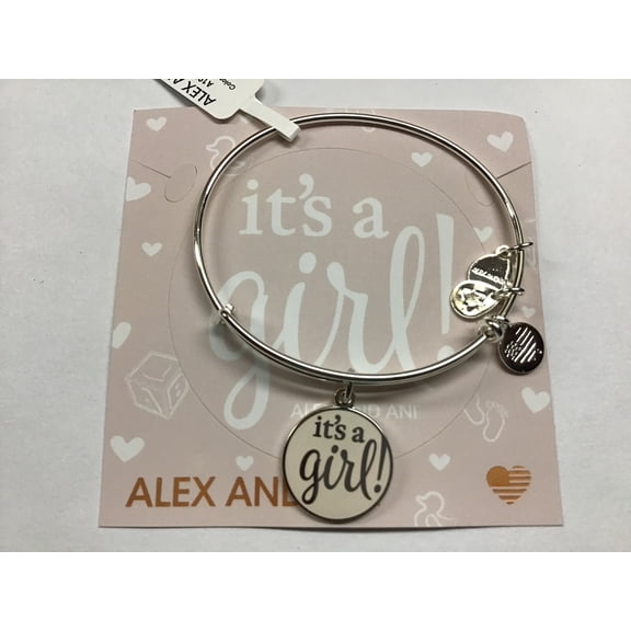 Alex and Ani Women's Color Infusion It's A Girl Bangle Bracelet, Shiny Silver, Expandable