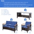 thumbnail image 2 of Gymax 4-Piece Patio Rattan Furniture Set w/ Cushioned Sofa and Coffee Table Navy, 2 of 10