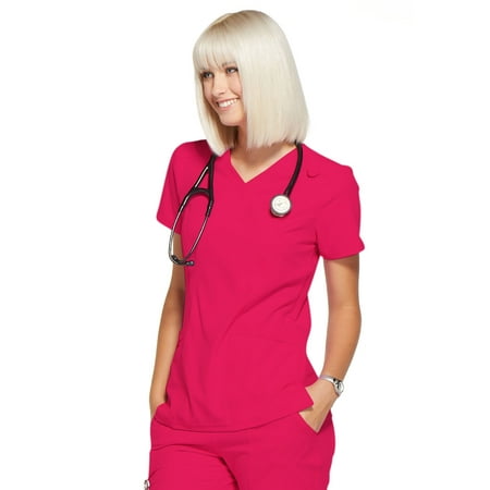 

Elle Scrubs Top for Women Mock Wrap EL620 XS Rouge