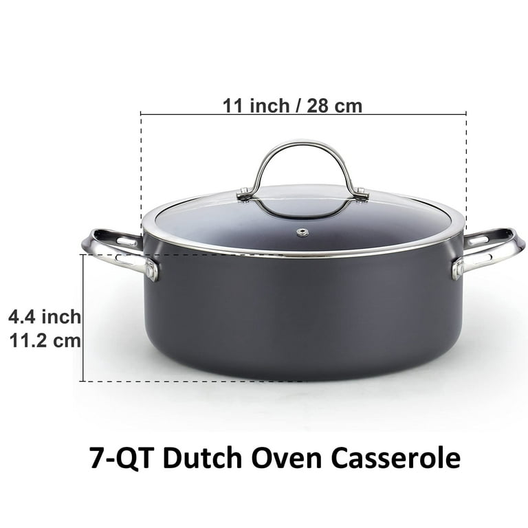 7-Qt. Dutch Oven with Lid, Cast Iron, Black