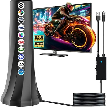 2025 TV Antenna for Smart TV and Old TV, 1900  Miles Range HD Digital TV Antenna Indoor with 360 °   Signal Strongest Booster, Supports Local Channels 1080P 4K Reception 16.41FT Long Cable