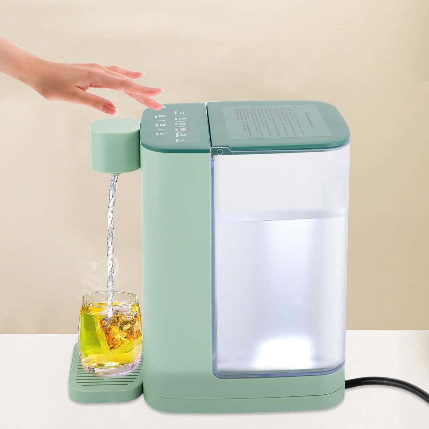 102Oz Instant Electric Kettle with 5 Temperatures, 1600W Instant Portable Hot Water Dispenser, Quick-Heating Water Dispenser with Night Light and Safety Lock for Homes, Offices, Schools (Green)