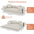 thumbnail image 5 of 78-Inch Convertible Sleeper Sofa Bed, White Couch with Storage Bag, High-Density Foam, Corduroy Upholstery, Space-Saving & Portable for Living Room, Home Office, 5 of 10