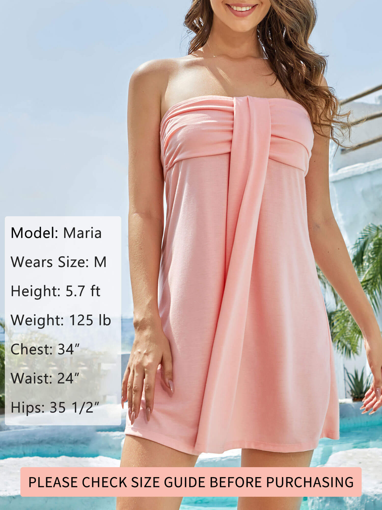 As Rose Rich Women's Strapless Dress Beach Cover up Tube Top Dresses, L - image 4 of 9