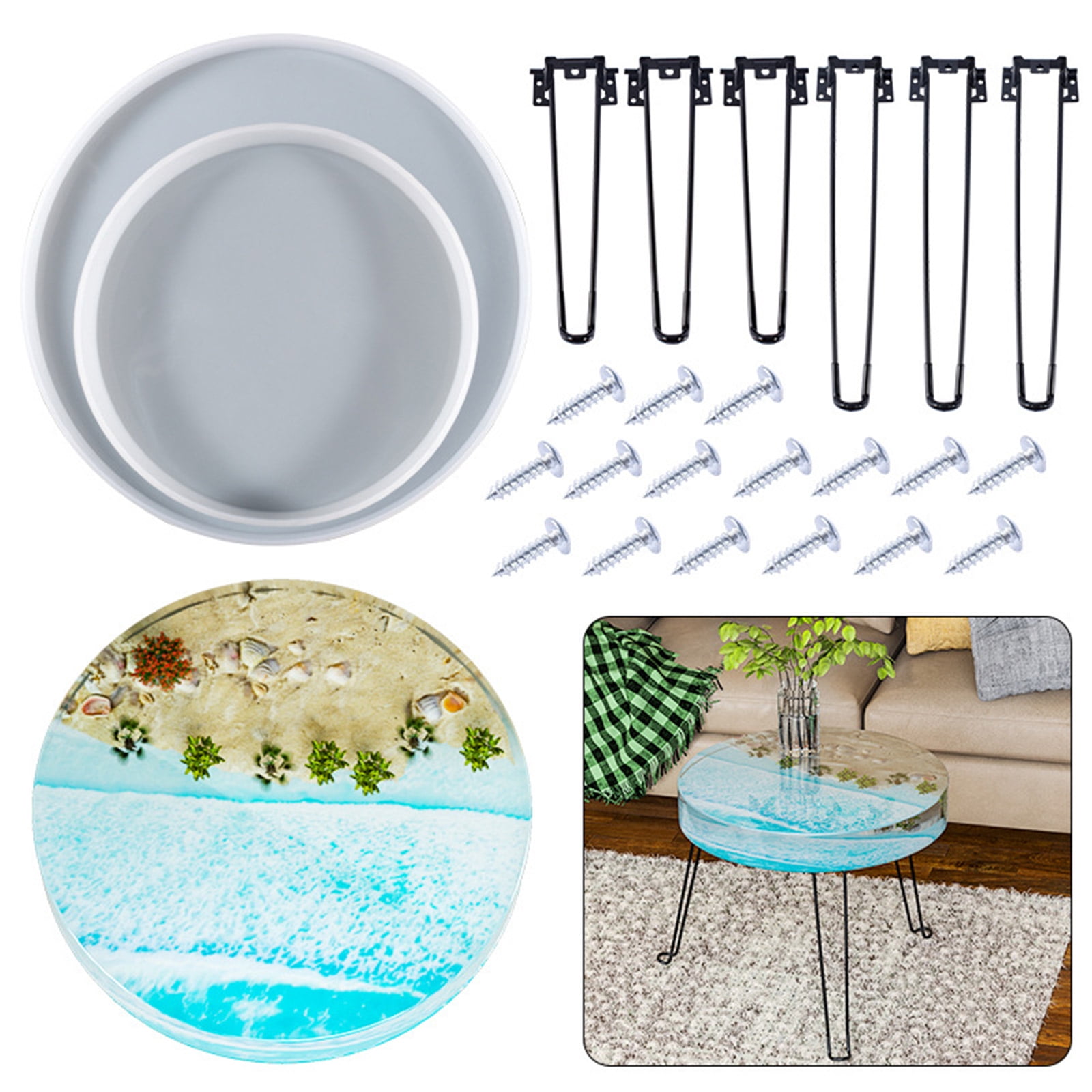 Resin Table Mold Large Round Tray Epoxy Casting Mold Serving Board Silicone Mold