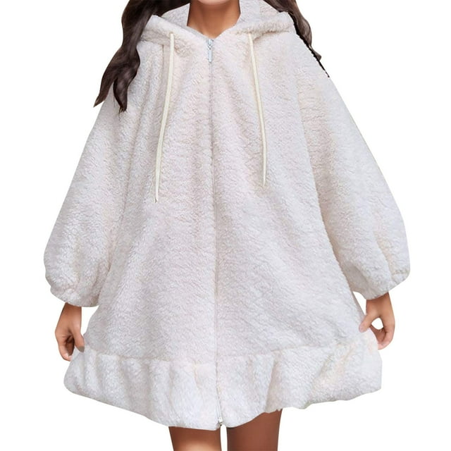 Zmoon Sweat à Capuche Ample à Manches Longues en Peluche Lapin pour Femmes