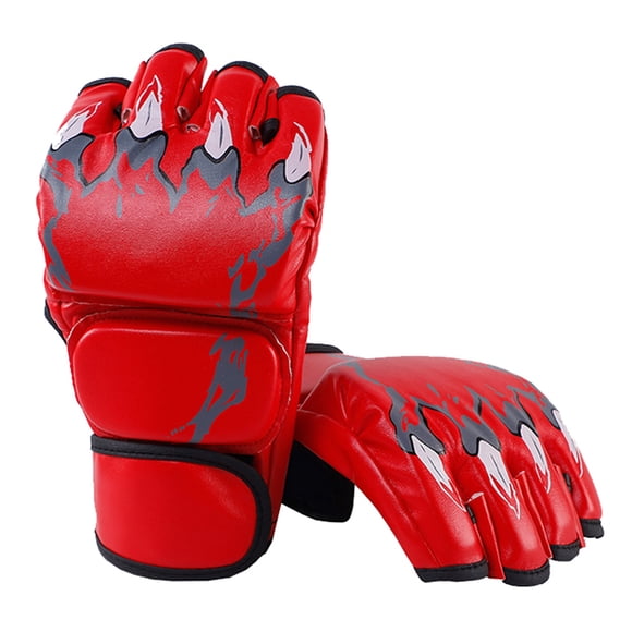 Guantes de boxeo de medio dedo Nikou estilo garra de tigre color rojo