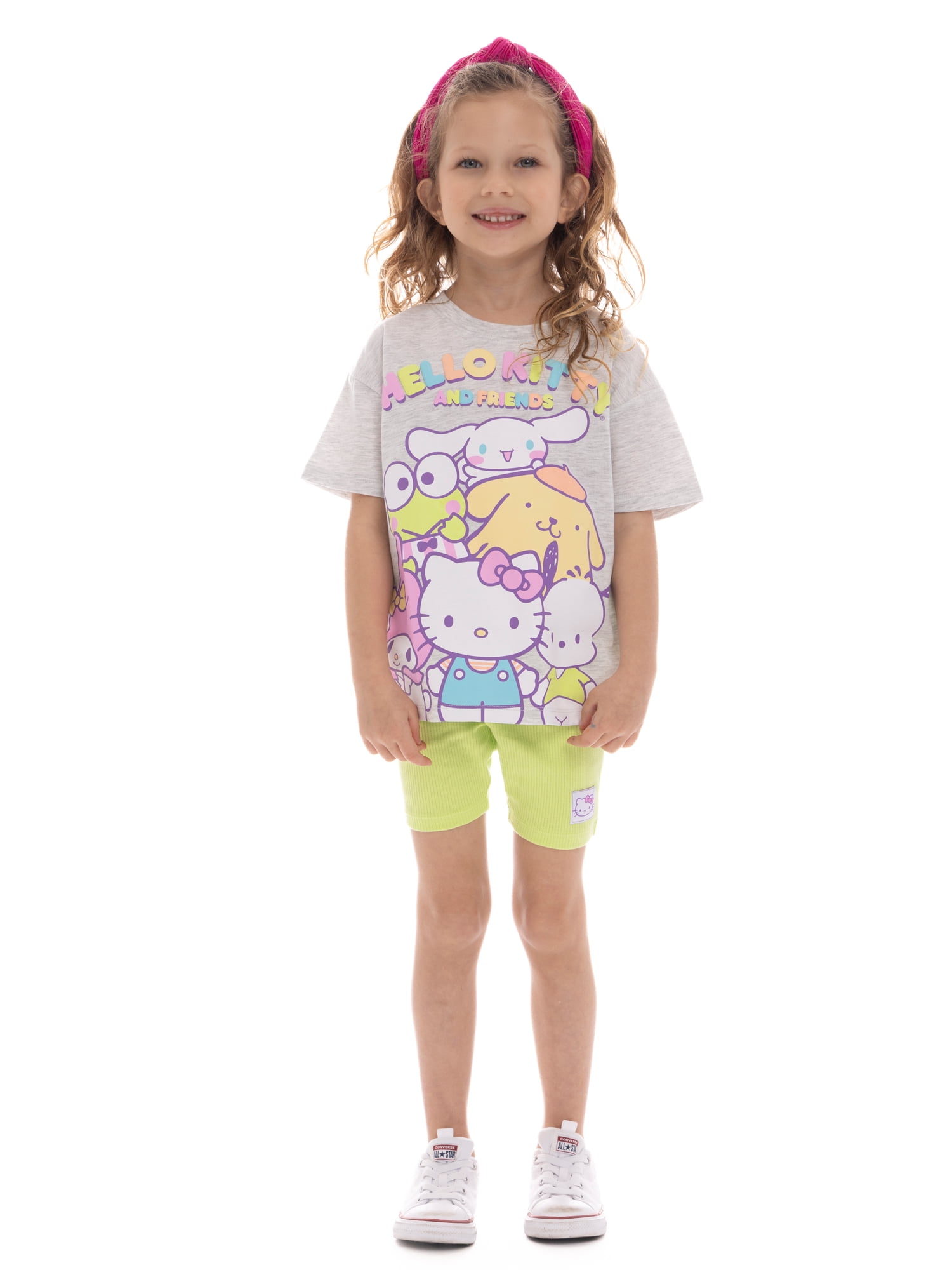 Hello Kitty & Friends Toddler Girls Graphic Tee and Bike Shorts Set, 2-Piece, Sizes 12M-5T