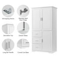 thumbnail image 6 of Bellemave Wide Storage Cabinet with Adjustable Shelves, Bathroom Cabinet with 3 Doors, Wooden Storage Cabinet with 3 Drawers Storage Organizer Cupboard Floor Cabinet, White, 6 of 12