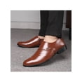 thumbnail image 4 of Fangasis Men Dress Shoes Glossy Oxfords Wingtips Brogues Work Fashion Leather Shoe Brown 12, 4 of 7