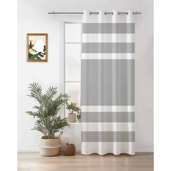 Gray Geometric Thermal Insulated Blackout Curtains for Bedroom 90 Length Fringe Room Darkening Curtain 1 Panel Grommet Window Curtain Drape for Living Room Nursery Room