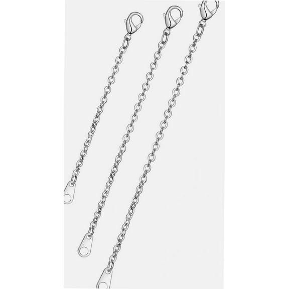 Silver Necklace Extenders Necklace Extension Chain Set with Durable Lobster Claw Clasp for Women