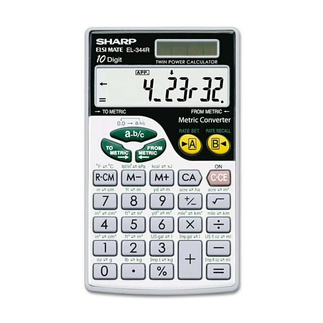 Calculadora Sharp EL344RB de 10 dígitos con conversor métrico
