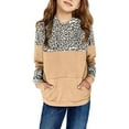 thumbnail image 2 of Atogsazn Kids Girls Fleece Pullover Hoodies Cute Leopard Printed Hooded Sweatshirts Fall Winter Clothes with Pockets Khaki 11-12 Years, 2 of 4
