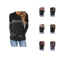 thumbnail image 1 of Color Block Ribbed Hoodies for Women Fall Winter Long Sleeve Hooded Sweatshirt with Pockets Pullover Tops, 1 of 4