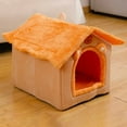 thumbnail image 4 of Foldable Dog and Cat House, Soft Plush Kennel Bed for Pets, Indoor Warm Puppy Cave with Non-Slip Base, Washable Cozy Pet Bed(Yellow, 15.74x17.71x17.71in), 4 of 9