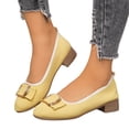 thumbnail image 4 of Womens Shoes,Casual Loafers Comfortable Square Heel for Everyday Wear Leather Casual Loafers for Breathable Walking,Shoes for Women,Light Yellow,7.5, 4 of 9