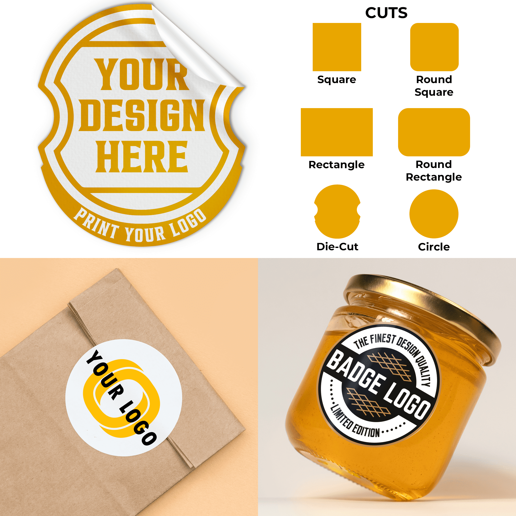 EGD 1020 Pack Custom Stickers for Business Logo | Print Your Own Sticker with Any Image Logo and Text | Personalized Labels Sets of 1020 Bulks | Multiple Shapes 3 inches